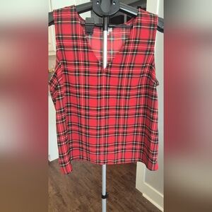 J. Crew Red Plaid Sleeveless Blouse